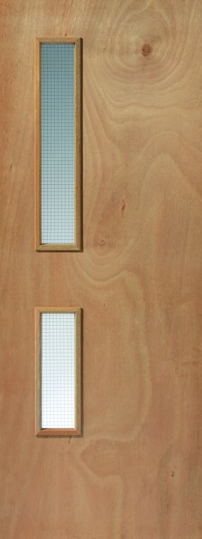 JB Kind Plywood Flush Firedoor with 2 glazed openings - 926 x 2040 x 44mm firedoor